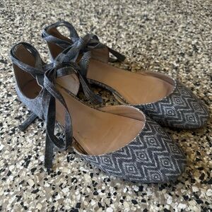 Mix No. 6 Gray Patterned Flats with Ankle Tie